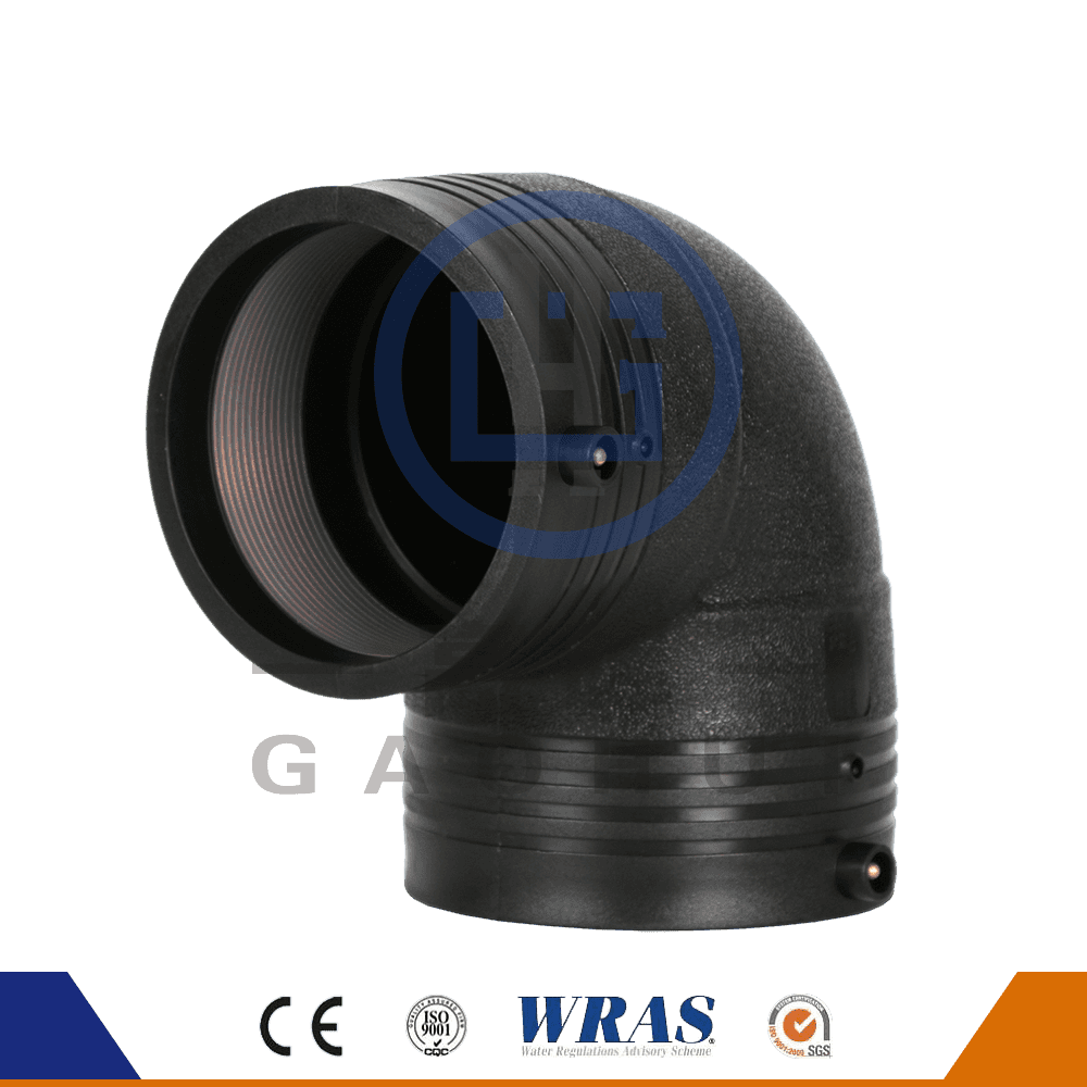 Electro fusion modellata HDPE Cend al gomito a 90 gradi per l'approvvigionamento idrico Electro fusion modellata HDPE Cend al gomito a 90 gradi per l'approvvigionamento idrico