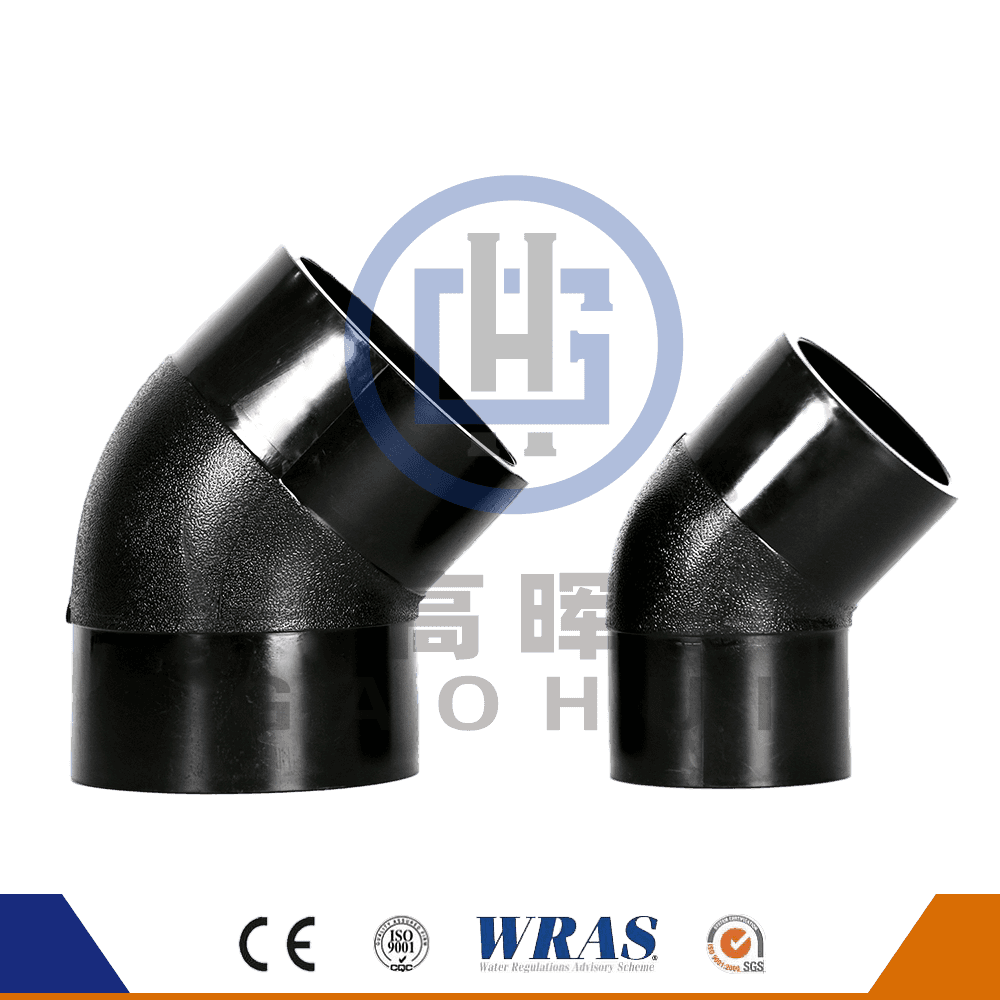 Raccordi di tubi di polietilene PE piega per gomito 45 ° per acqua fredda e drenaggio