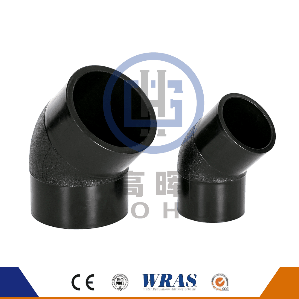 Raccordi di tubi di polietilene PE piega per gomito 45 ° per acqua fredda e drenaggio
